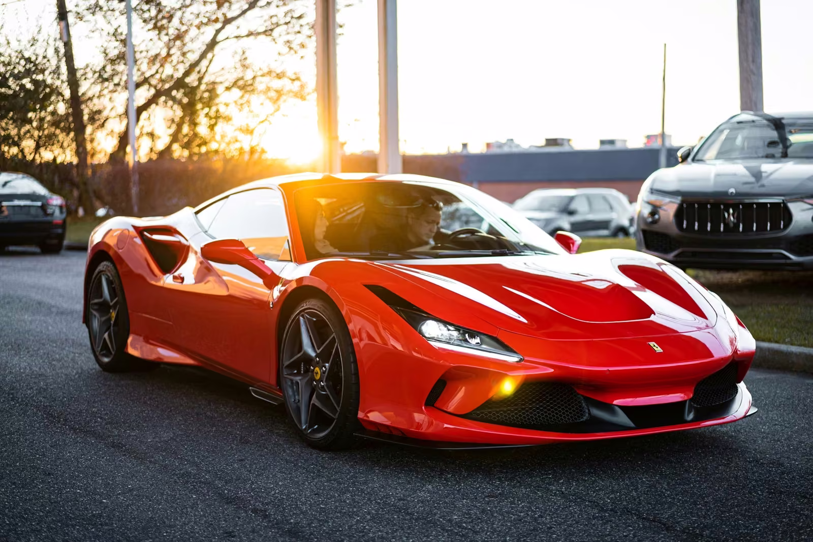 Red Ferrari supercar available for hire in Marbella